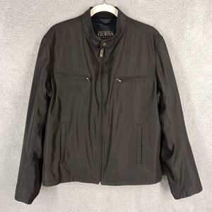 Guess Men's Size Medium Black Long Sleeve Full‎ Zip Windbreaker Jacket Polyester